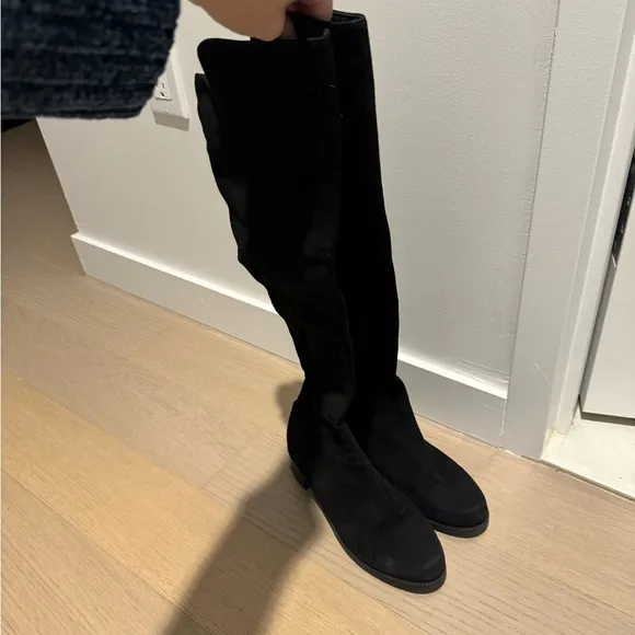 Stuart Weitzman Suede Black Knee High Boots