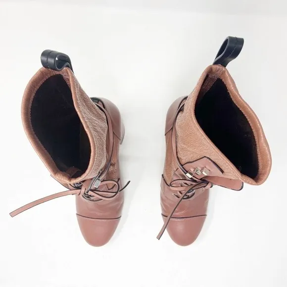 Stuart Weitzman Veruka Leather Lace Up Rose Mauve Boots Sz 8