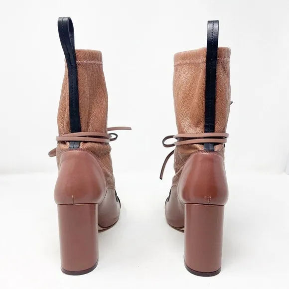 Stuart Weitzman Veruka Leather Lace Up Rose Mauve Boots Sz 8