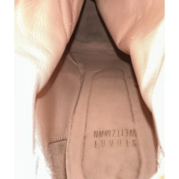 Stuart Weitzman Women Size 7.5M Studded Toe Zip‎ Back Tan Leather Ankle Bootie