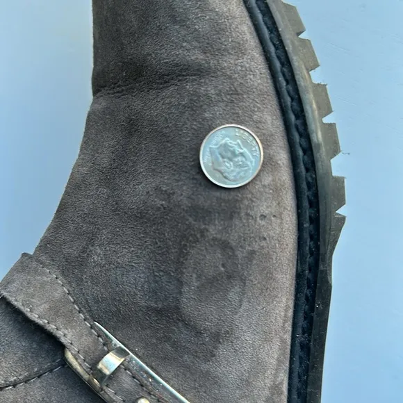 Stuart Weitzman Women's Go West Londra Gray Suede Studded Boots Size 10‎