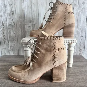 Stuart Weitzman Women’s Suede Whipstitch Trim Lace-Up Boots Size 6