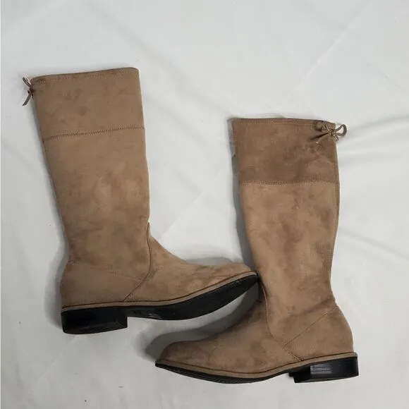 STUART WEITZMAN tan boots lowland bow suede riding 5/36