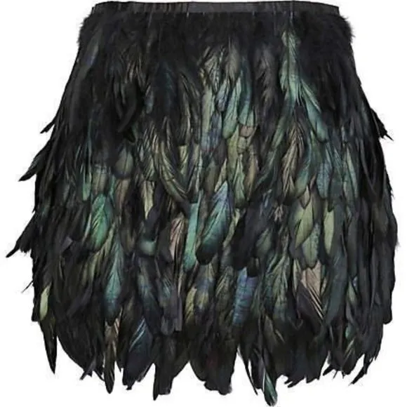 💥STUNNING💥Genuine Feather Mini Skirt in Black