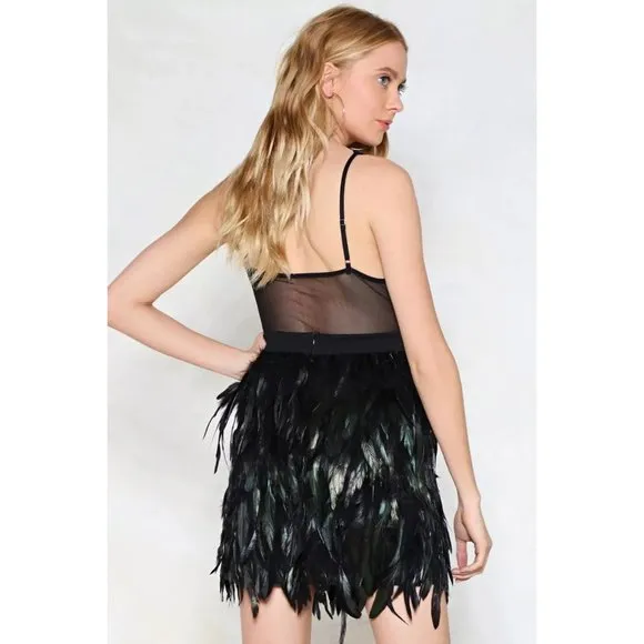 💥STUNNING💥Genuine Feather Mini Skirt in Black