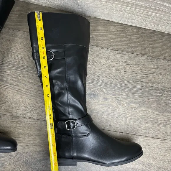 STYLE &amp; COMPANY Black Buckle Accent Slip Resistant Kezlin Heel Riding Boot NIB
