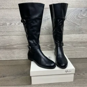 STYLE &amp; COMPANY Black Buckle Accent Slip Resistant Kezlin Heel Riding Boot NIB