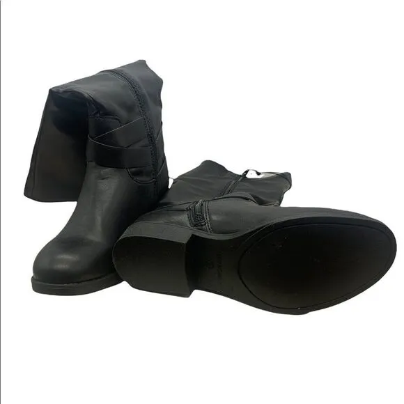 Style &amp; Co. Womens Madixe Faux Leather Riding Boots Black 6 Medium (B,M)