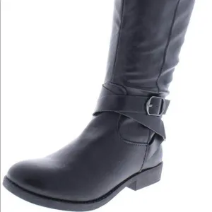 Style &amp; Co. Womens Madixe Faux Leather Riding Boots Black 6 Medium (B,M)