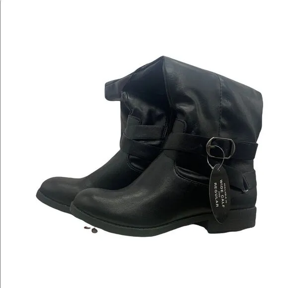 Style &amp; Co. Womens Madixe Faux Leather Riding Boots Black 6 Medium (B,M)