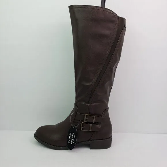 Style And Co Womens Size 6.5 Chocolate Milah Almond Toe Knee High Riding Boots
