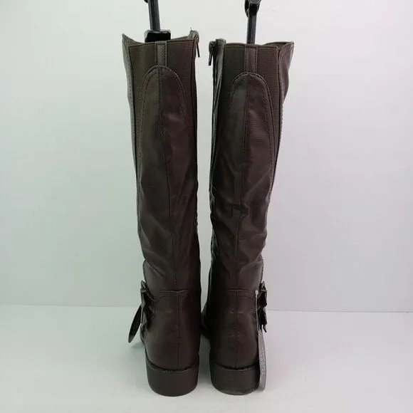 Style And Co Womens Size 6.5 Chocolate Milah Almond Toe Knee High Riding Boots
