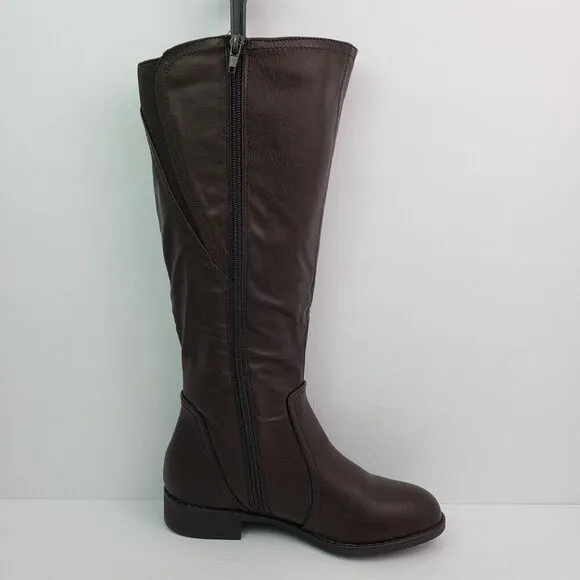 Style And Co Womens Size 6.5 Chocolate Milah Almond Toe Knee High Riding Boots