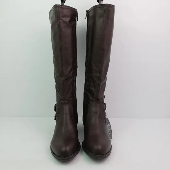 Style And Co Womens Size 6.5 Chocolate Milah Almond Toe Knee High Riding Boots