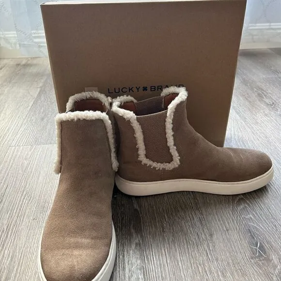 Suede Ankle boots with fur trim size 9