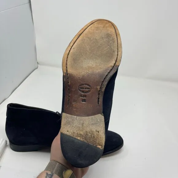 SUITSUPPLY Men Shoes Navy Blue High-Top Suede Lace Up Boots 8.5 42.5
