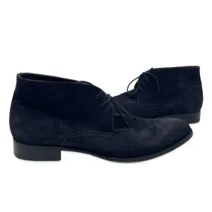 SUITSUPPLY Men Shoes Navy Blue High-Top Suede Lace Up Boots 8.5 42.5