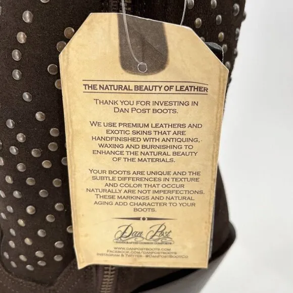Sundance Dan Post Cowboy Boots Studded $288 Suede 8 M Brown