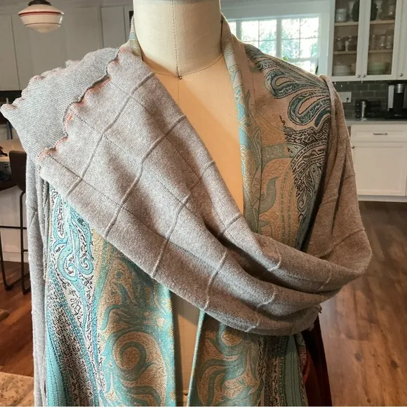 Sutter Larkin Long Duster Cardigan Handmade Bohemian Fringe Mixed Materials
