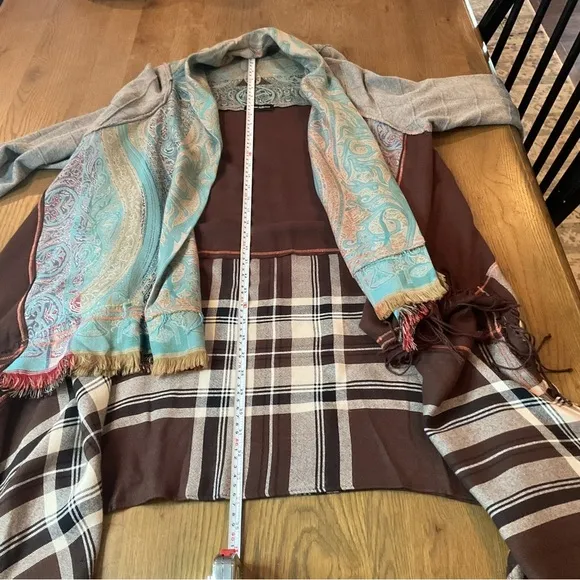 Sutter Larkin Long Duster Cardigan Handmade Bohemian Fringe Mixed Materials