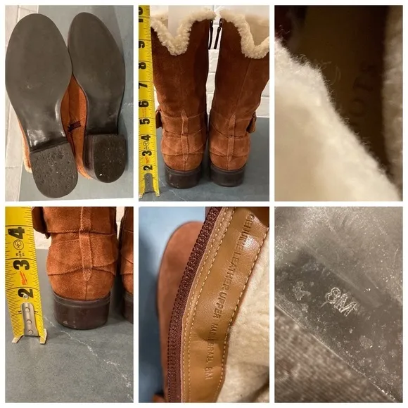 Talbots 8 chestnut suede wool lined boots