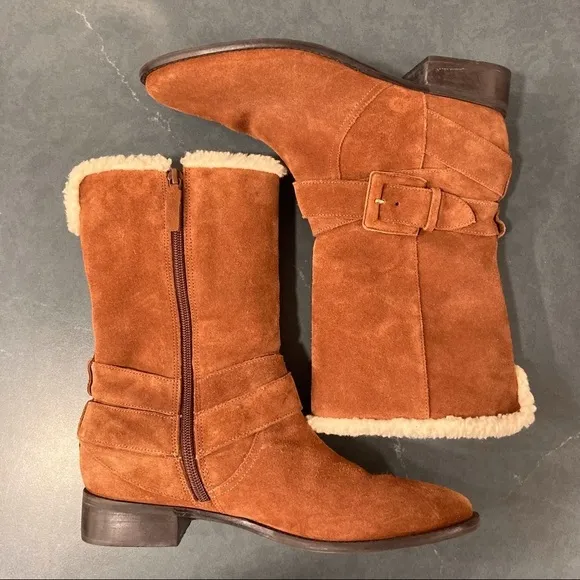 Talbots 8 chestnut suede wool lined boots
