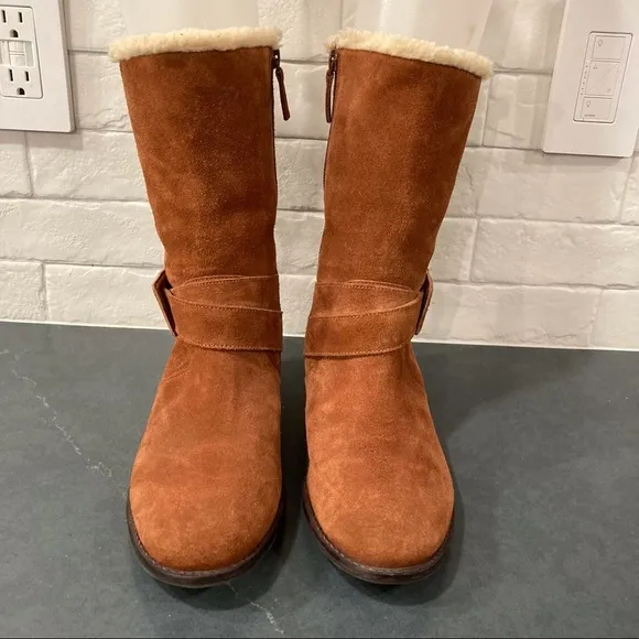 Talbots 8 chestnut suede wool lined boots