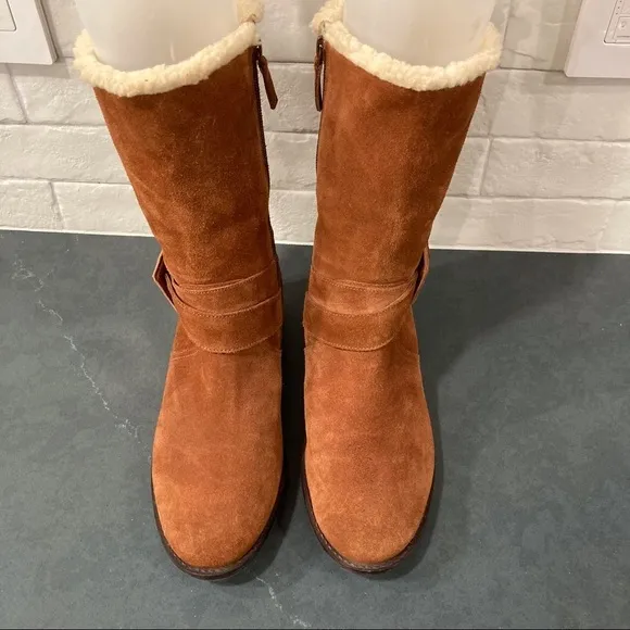 Talbots 8 chestnut suede wool lined boots