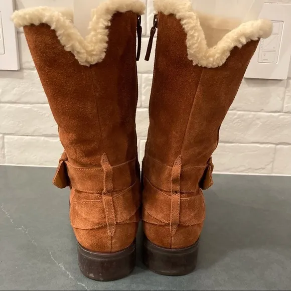 Talbots 8 chestnut suede wool lined boots
