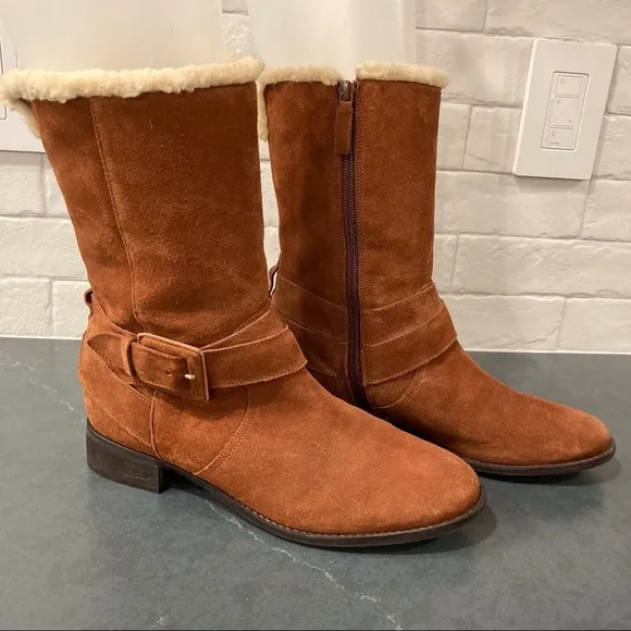 Talbots 8 chestnut suede wool lined boots