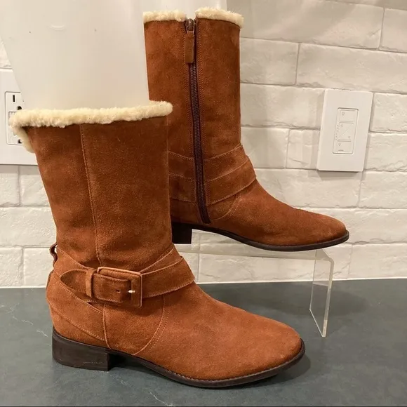 Talbots 8 chestnut suede wool lined boots