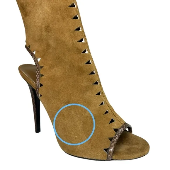 Tamara Mellon - Women's Suede Cut-Out Boots, ‘Sunkiss’ - Tan, Size US 8, IT 38