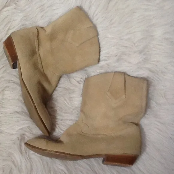 Tan Suede Leather Mexican Boots Size 8