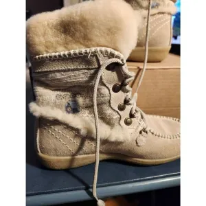 Tecnica Women's NWOT Tan Boots Fur Leather Suede Sz EU 36 Size 5.5