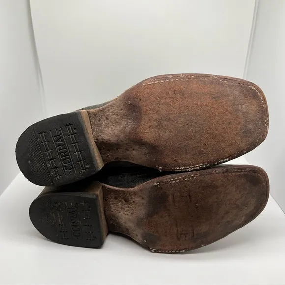 Teens Corral Leather Boots Size 4