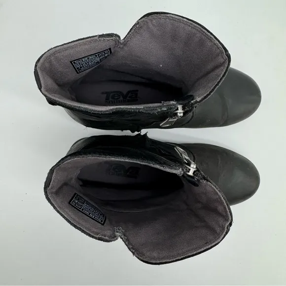 Teva De La Vina Black Leather Suede Boots Size 7