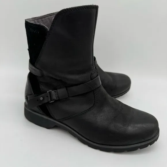 Teva De La Vina Black Leather Suede Boots Size 7