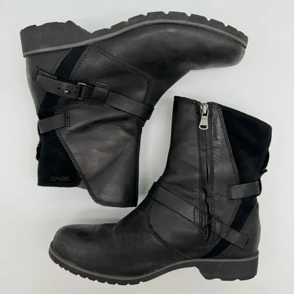 Teva De La Vina Black Leather Suede Boots Size 7