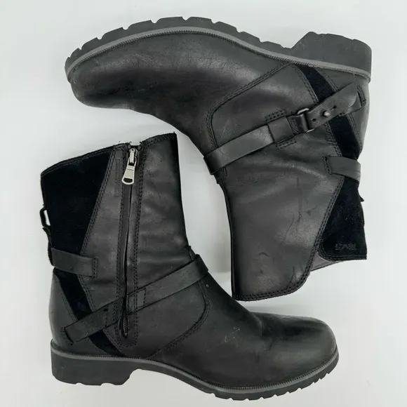 Teva De La Vina Black Leather Suede Boots Size 7