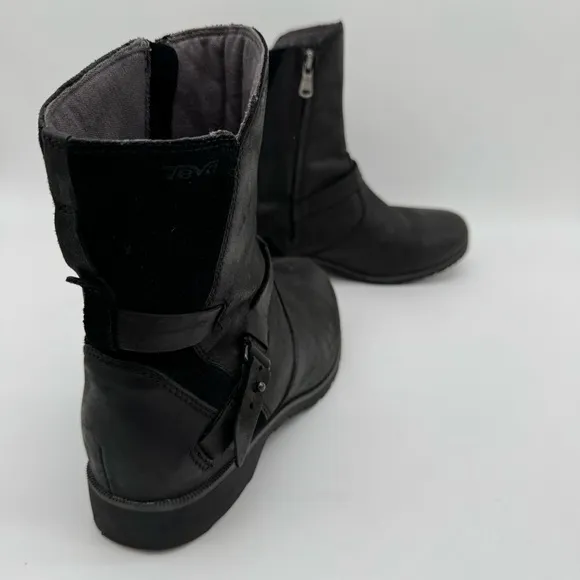 Teva De La Vina Black Leather Suede Boots Size 7