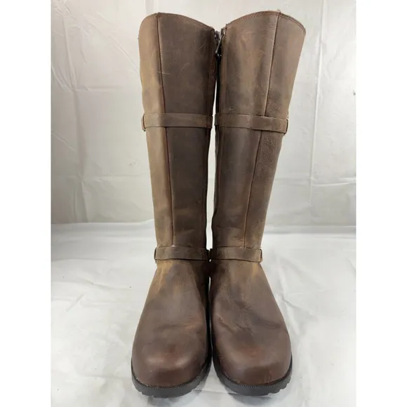 TEVA DE LA VINA BROWN WATERPROOF LEATHER TALL BOOTS SIZE 9