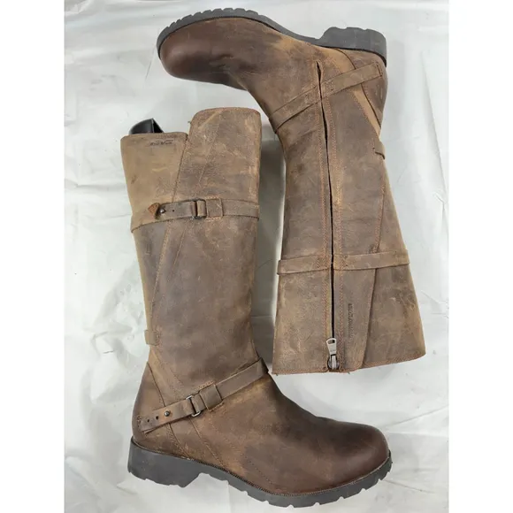 TEVA DE LA VINA BROWN WATERPROOF LEATHER TALL BOOTS SIZE 9
