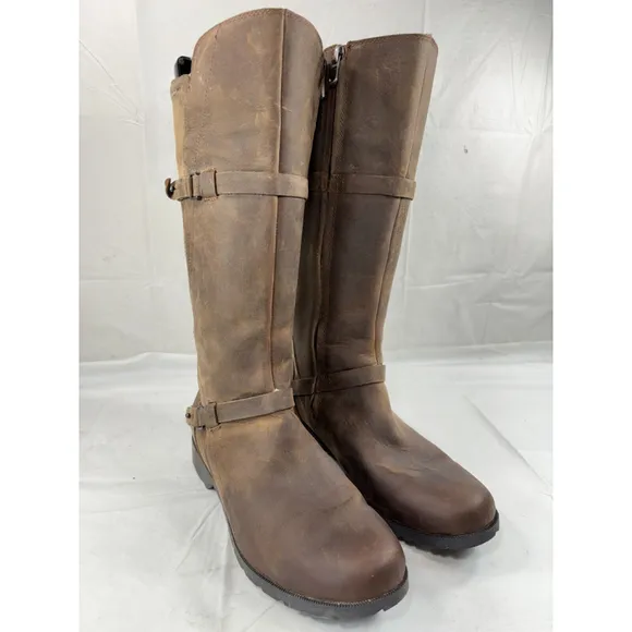 TEVA DE LA VINA BROWN WATERPROOF LEATHER TALL BOOTS SIZE 9