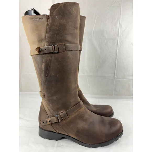 TEVA DE LA VINA BROWN WATERPROOF LEATHER TALL BOOTS SIZE 9