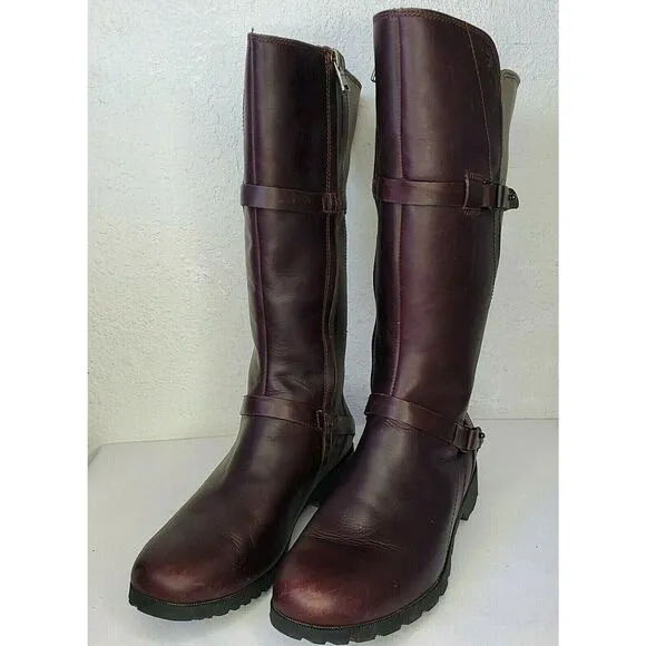 TEVA Womens Size 8 De La Vina Tall Waterproof Brown Leather Zipper Boots Riding