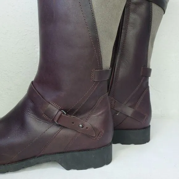 TEVA Womens Size 8 De La Vina Tall Waterproof Brown Leather Zipper Boots Riding