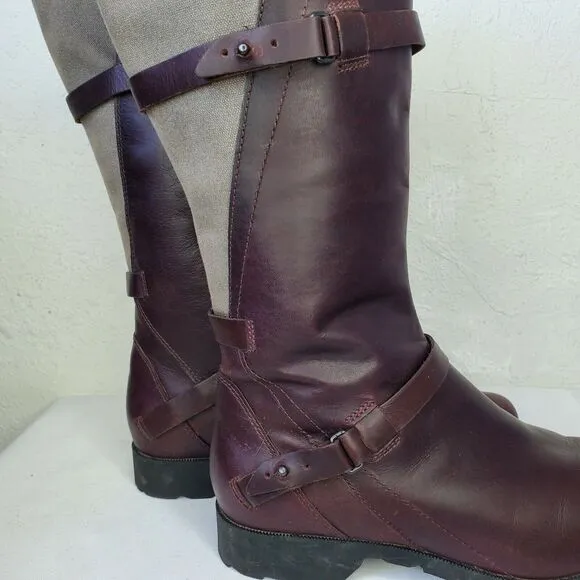 TEVA Womens Size 8 De La Vina Tall Waterproof Brown Leather Zipper Boots Riding