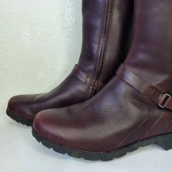 TEVA Womens Size 8 De La Vina Tall Waterproof Brown Leather Zipper Boots Riding