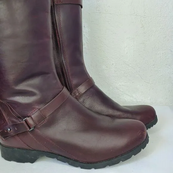 TEVA Womens Size 8 De La Vina Tall Waterproof Brown Leather Zipper Boots Riding