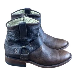 Texas BunkHouse Boots Womens Size 7 Genuine Brown Leather Zip Up Mande I…